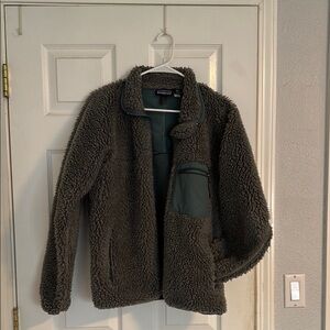 Patagonia Green and grey fuzzy Sherpa Jacket